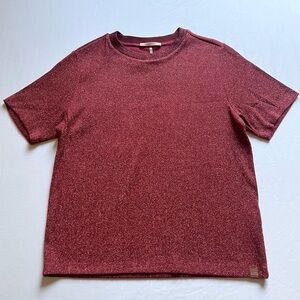 SCOTCH & SODA red glitter knit crew‎ neck short sleeve top shirt tee